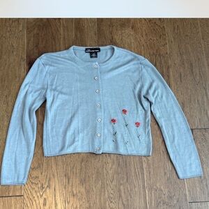 Vintage 90’s No Boundaries Light Blue Cardigan with Floral Embroidery